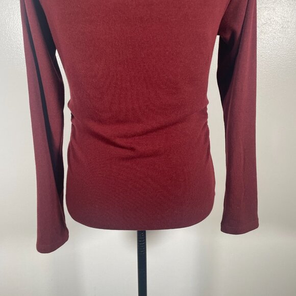 OGLmove Top Womens Large Red Built in-Bra Stretch Knit Boat Neck Long Sleeve - Picture 11 of 16